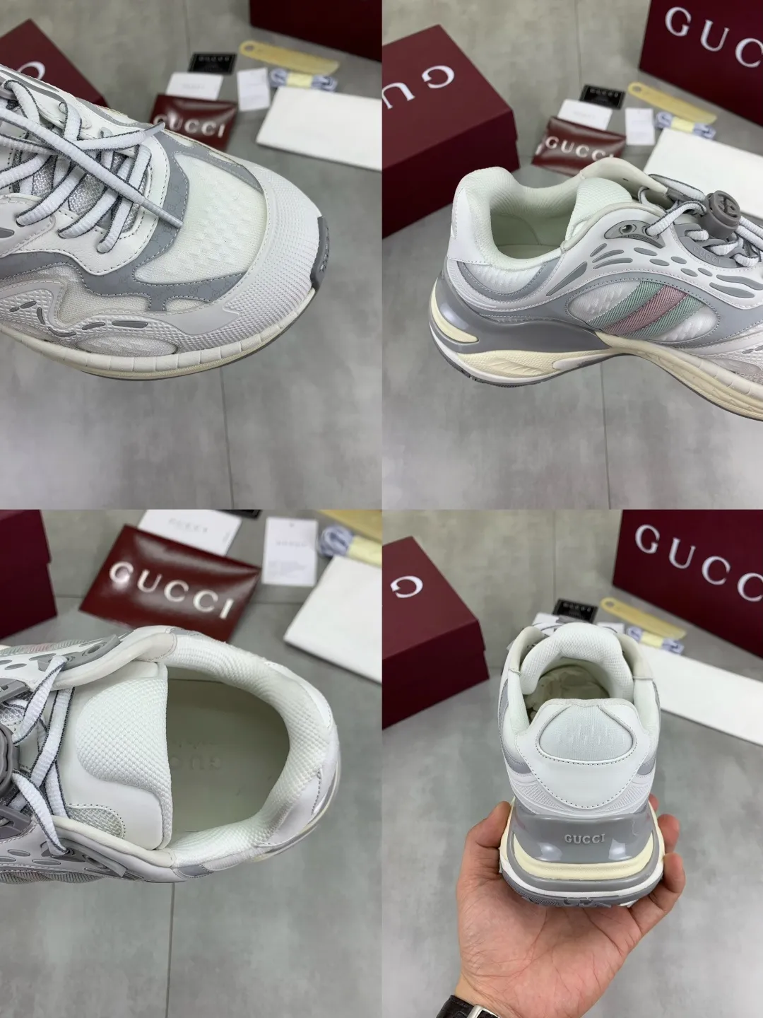 Men's shoes 💰P980 new style 💰 Gucci, couple style, women's style will be released later, new 2.0 futuristic sneakers‼ ️A pair of subversive sneakers is here. Gucci 2.0, a full series of 4 colors with key investment, smart silhouette: slightly curved forefoot design, you can clearly feel the propulsion when commuting and trotting, and it can enhance the sense of line extension when paired with wide-leg pants or cycling pants. EVA thick soles not only have a comfortable height-increasing effect, but also reduce weight (it actually lasts 3 hours of shopping without tiring your feet!) Highlight moments for lazy people: 2. Just choose it for airport wear! You can take them off in seconds after passing the security check (you can put them on as soon as you lift the heel strap), because the shoes come with a sliding buckle, so no need! ! Tie your shoes. Really achieve the sense of relaxation that goes with you. Size: Female 35-40 Male 39-45